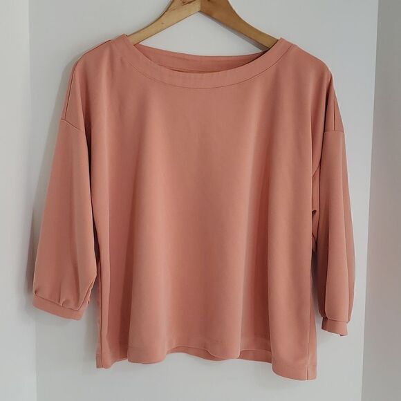 Pure Jill Sand-Washed Piqué Relaxed-Sleeve Top Size MP - Picture 1 of 9